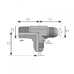 Run Tee male JIC – male NPT. (TMJ.MN.B)